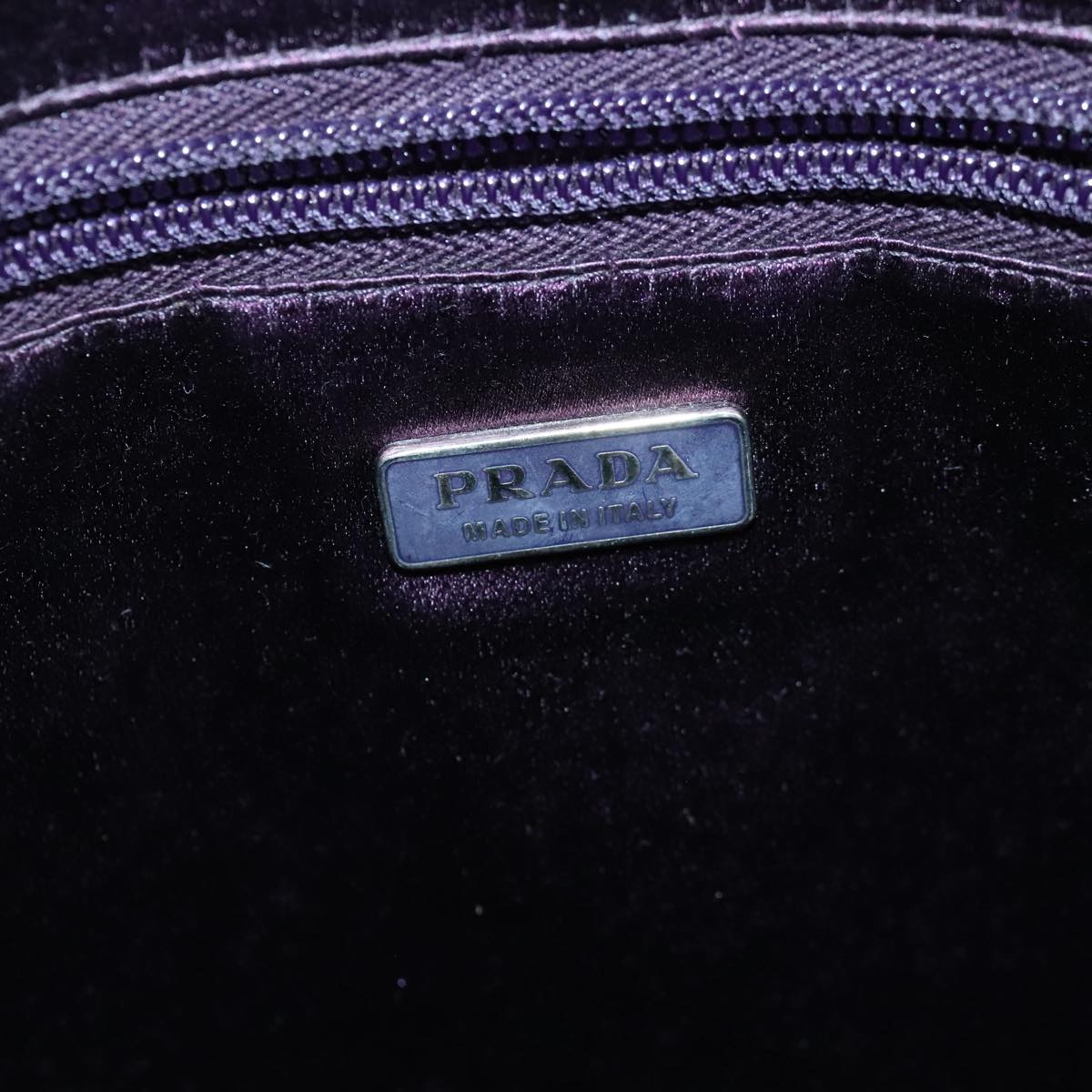 PRADA Shoulder Bag Patent leather Purple Silver Auth 97940