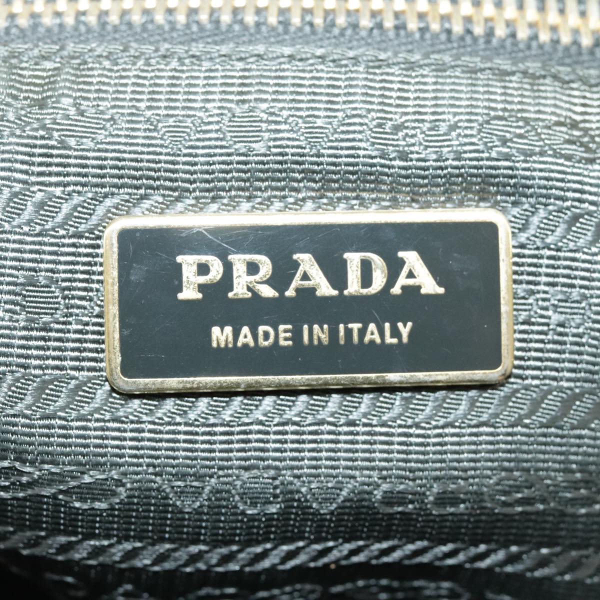 PRADA Hand Bag Nylon Gray Gold Auth 97956