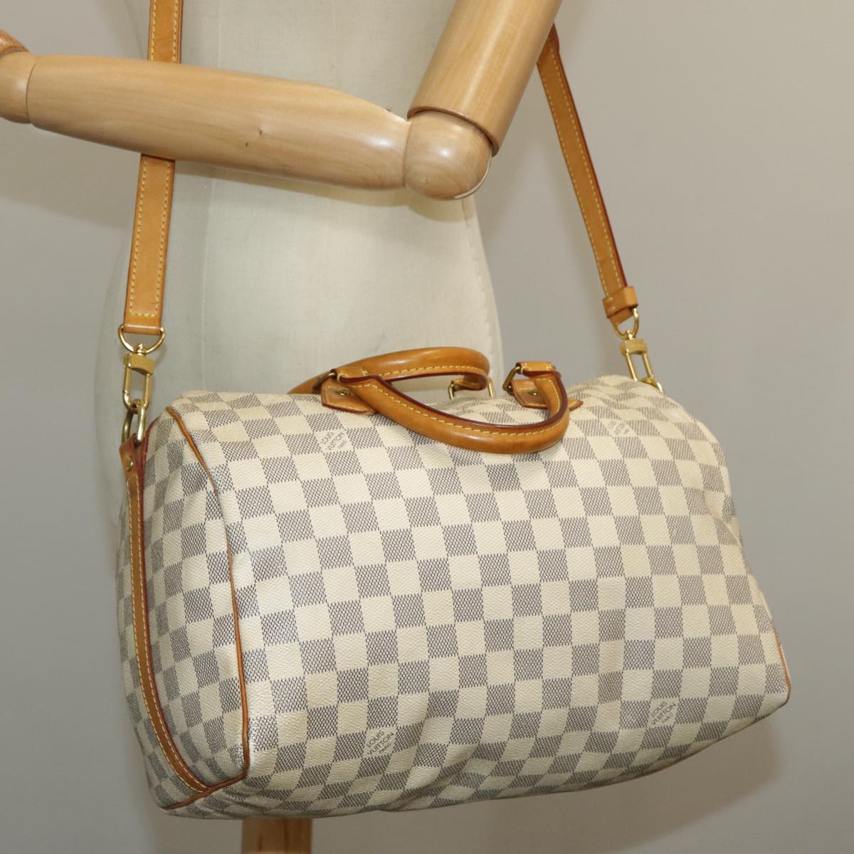 LOUIS VUITTON Damier Azur Speedy Bandouliere30 Hand Bag 2way N41052 Auth 97964