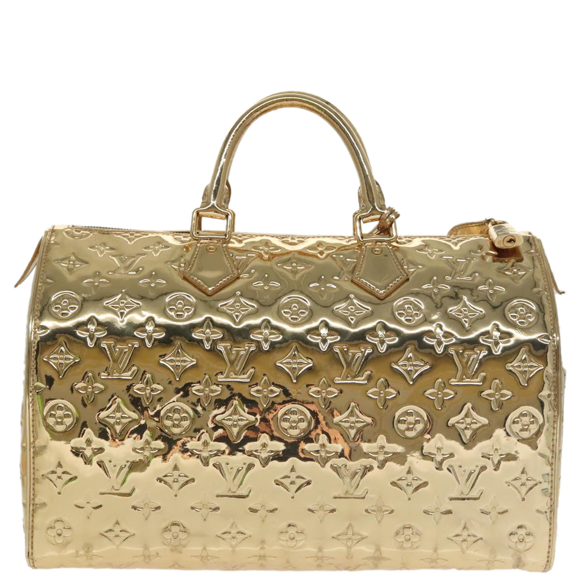 LOUIS VUITTON Monogram Miroir Speedy 35 Hand Bag Gold M95785 LV Auth 97969S