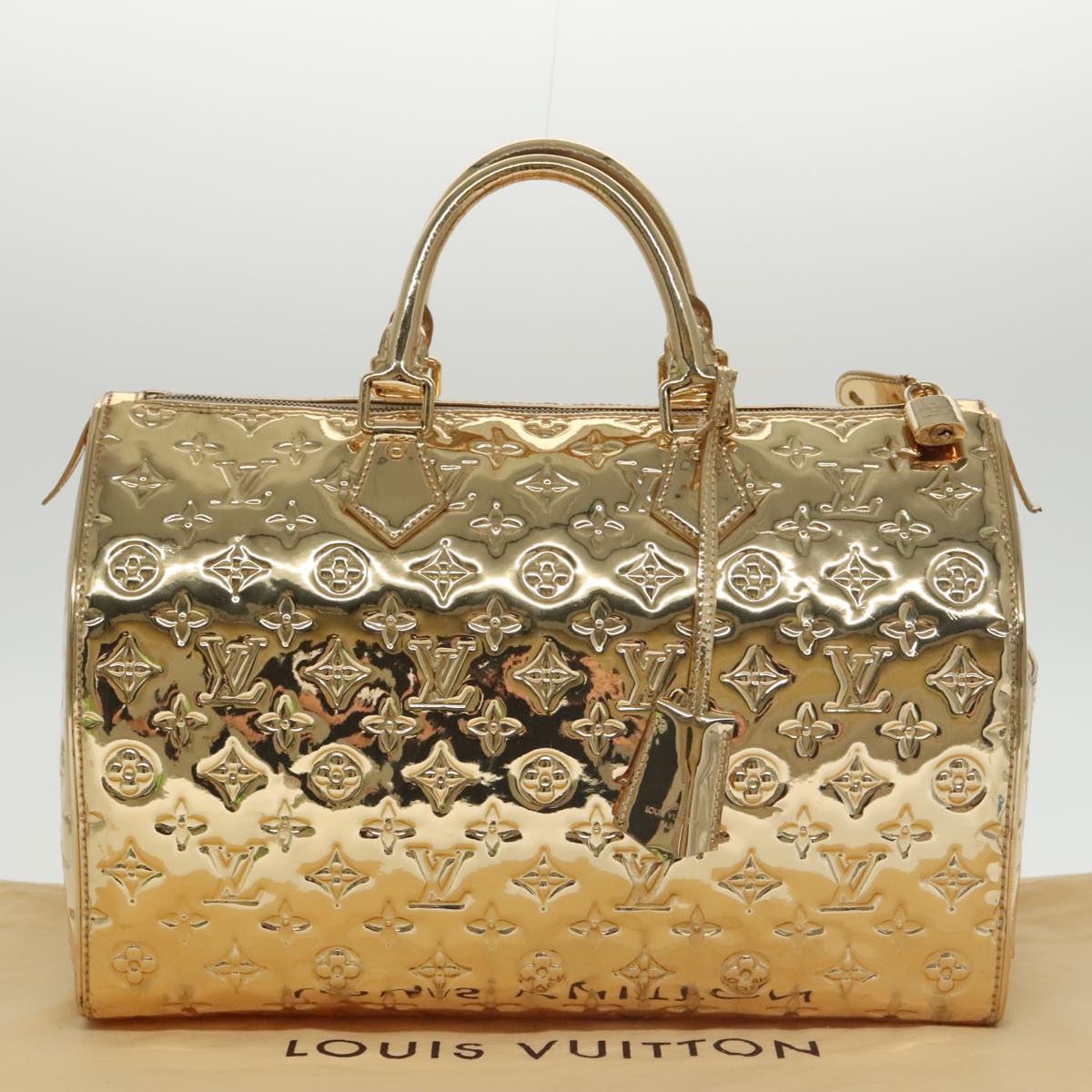 LOUIS VUITTON Monogram Miroir Speedy 35 Hand Bag Gold M95785 LV Auth 97969S