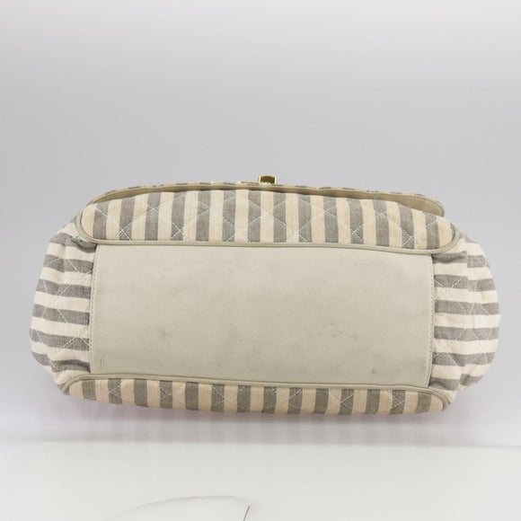 CHANEL Matelasse Big COCO Mark Chain Shoulder Bag Canvas Gray Gold CC Auth 97974
