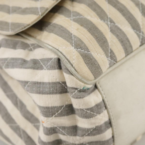 CHANEL Matelasse Big COCO Mark Chain Shoulder Bag Canvas Gray Gold CC Auth 97974