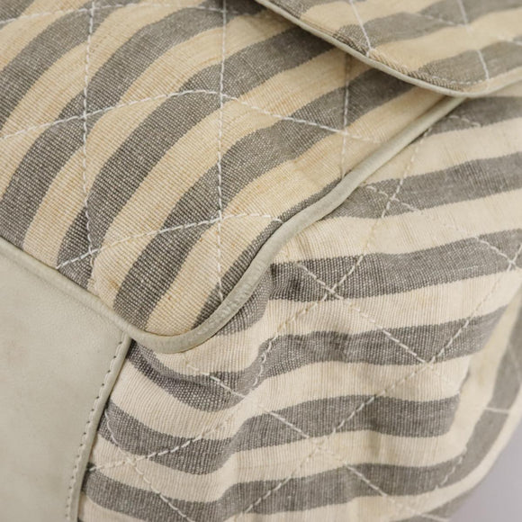 CHANEL Matelasse Big COCO Mark Chain Shoulder Bag Canvas Gray Gold CC Auth 97974