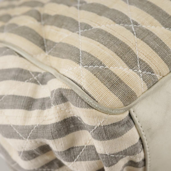 CHANEL Matelasse Big COCO Mark Chain Shoulder Bag Canvas Gray Gold CC Auth 97974