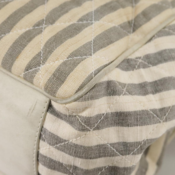 CHANEL Matelasse Big COCO Mark Chain Shoulder Bag Canvas Gray Gold CC Auth 97974