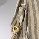 CHANEL Matelasse Big COCO Mark Chain Shoulder Bag Canvas Gray Gold CC Auth 97974-19