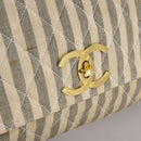 CHANEL Matelasse Big COCO Mark Chain Shoulder Bag Canvas Gray Gold CC Auth 97974-20