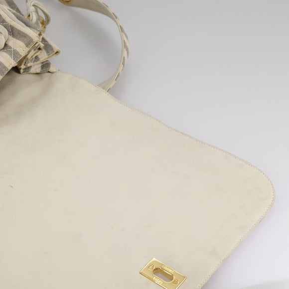 CHANEL Matelasse Big COCO Mark Chain Shoulder Bag Canvas Gray Gold CC Auth 97974
