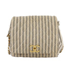 CHANEL Matelasse Big COCO Mark Chain Shoulder Bag Canvas Gray Gold CC Auth 97974-13