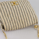 CHANEL Matelasse Big COCO Mark Chain Shoulder Bag Canvas Gray Gold CC Auth 97974-6