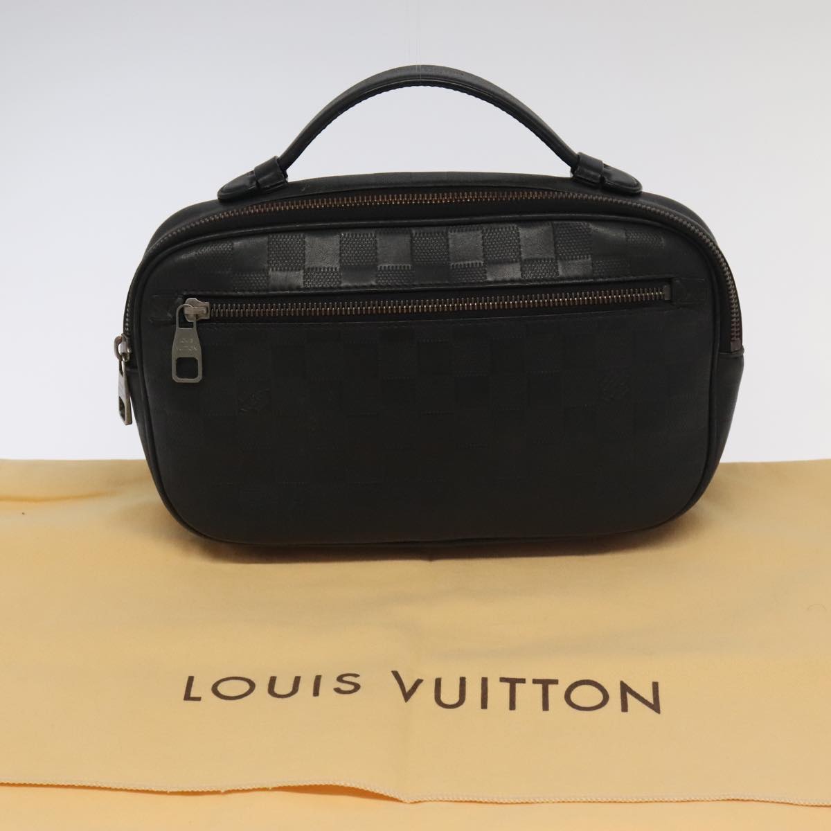 LOUIS VUITTON Damier Anfini Ambreil ShoulderBag Black Onyx N41288 Auth 98025