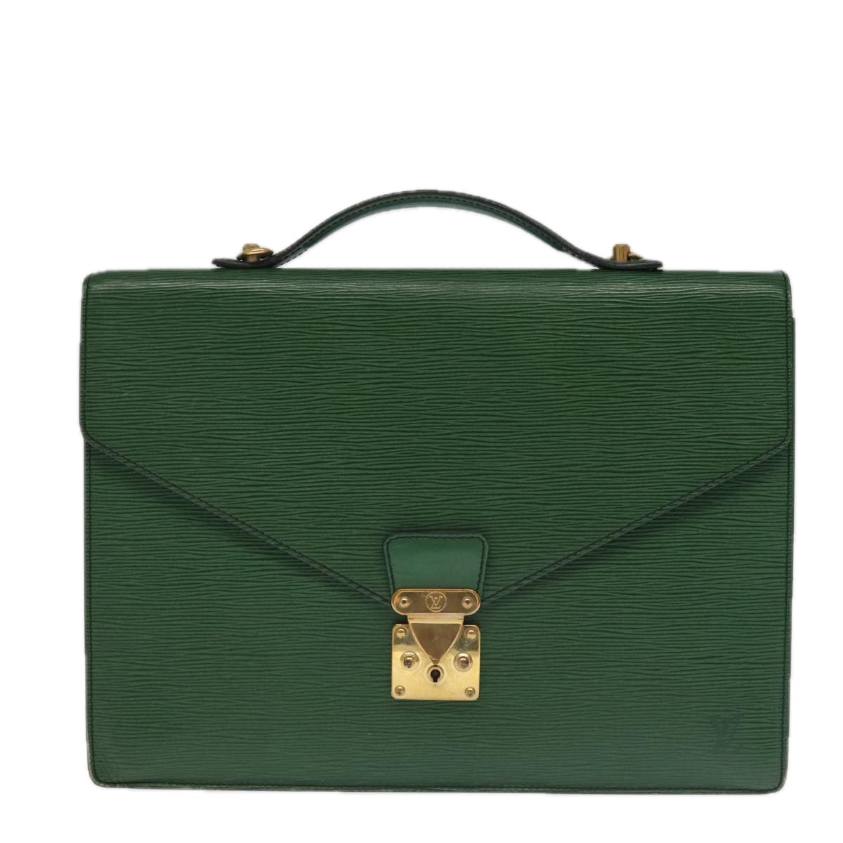 LOUIS VUITTON Epi Porte Documents Bandouliere Briefcase Green M54464 Auth 98045