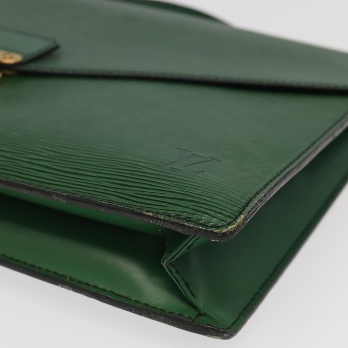 LOUIS VUITTON Epi Porte Documents Bandouliere Briefcase Green M54464 Auth 98045