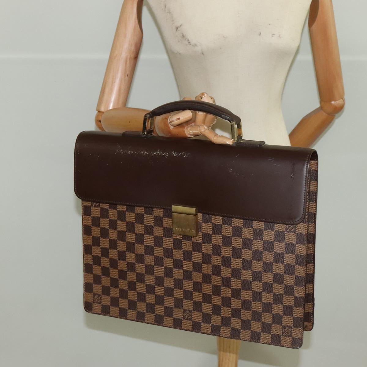 LOUIS VUITTON Damier Ebene Altona PM Briefcase N53315 LV Auth 98049