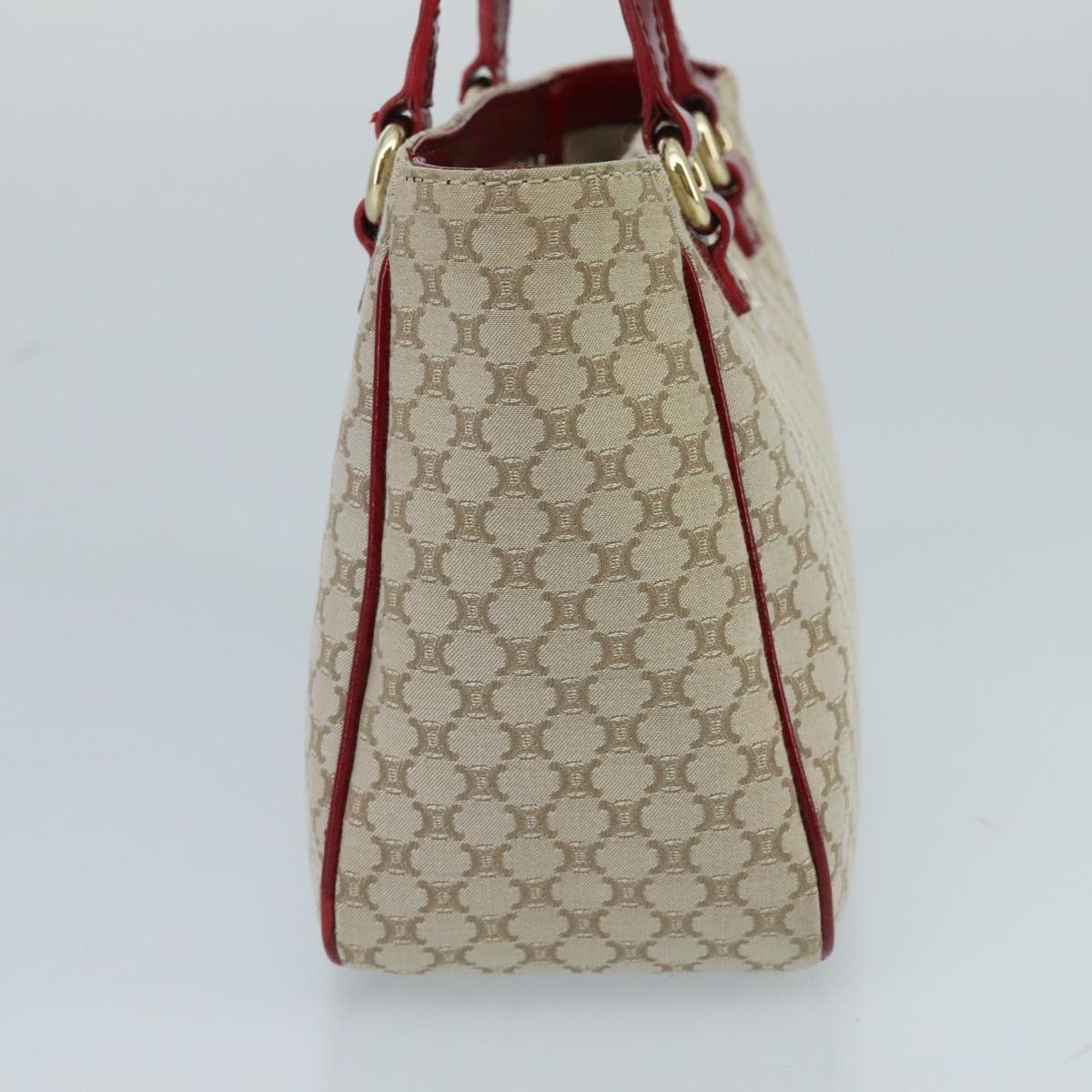 CELINE Macadam Canvas Hand Bag Beige Gold Auth 98068