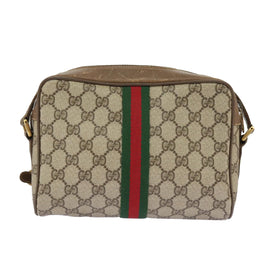 GUCCI GG Supreme Web Sherry Line Shoulder Bag PVC Beige 98 02 004 Auth 98076 - 0