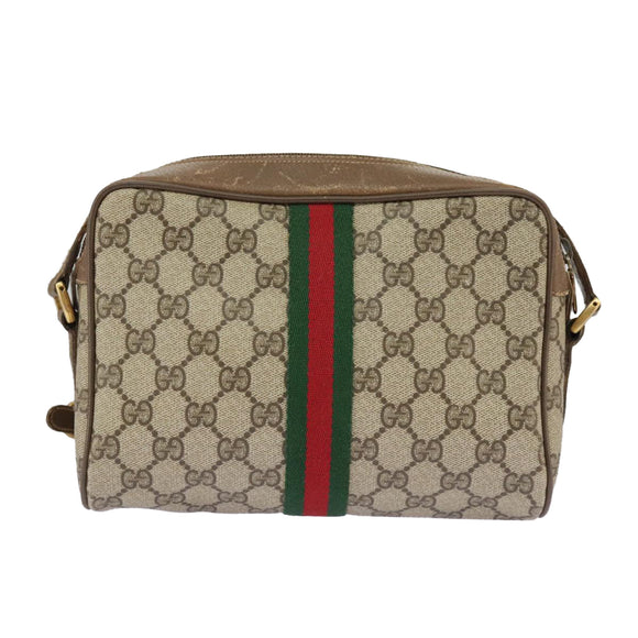 GUCCI GG Supreme Web Sherry Line Shoulder Bag PVC Beige 98 02 004 Auth 98076