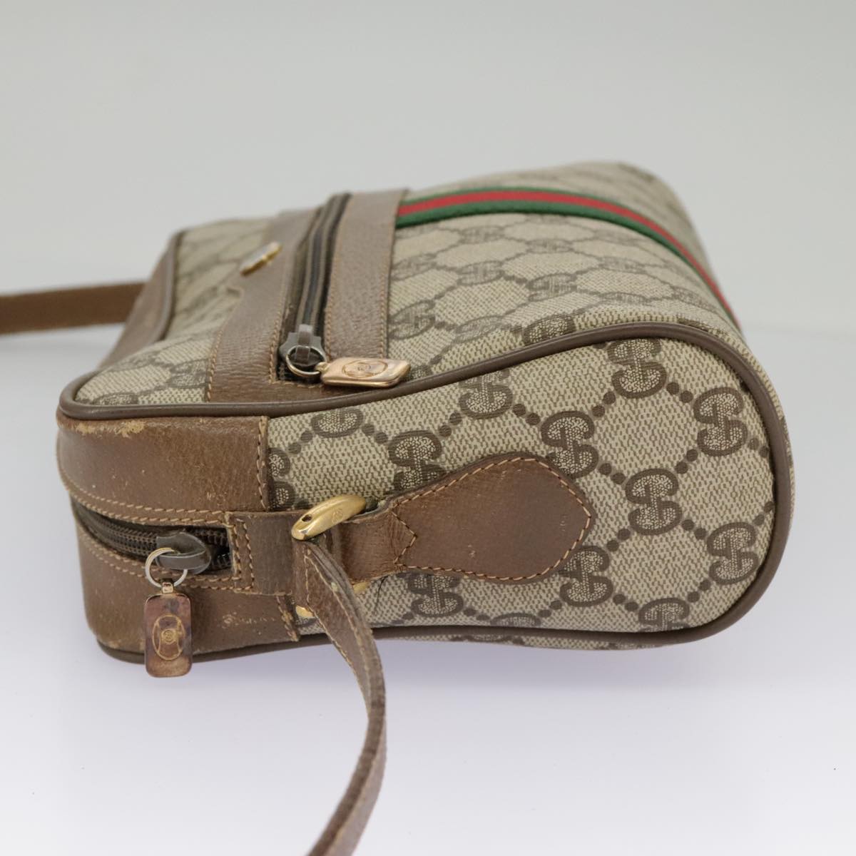 GUCCI GG Supreme Web Sherry Line Shoulder Bag PVC Beige 98 02 004 Auth 98076