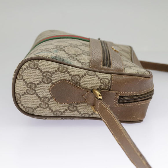 GUCCI GG Supreme Web Sherry Line Shoulder Bag PVC Beige 98 02 004 Auth 98076
