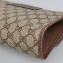 GUCCI GG Supreme Web Sherry Line Clutch Bag PVC Beige Red 156 01 030 Auth 98079-15