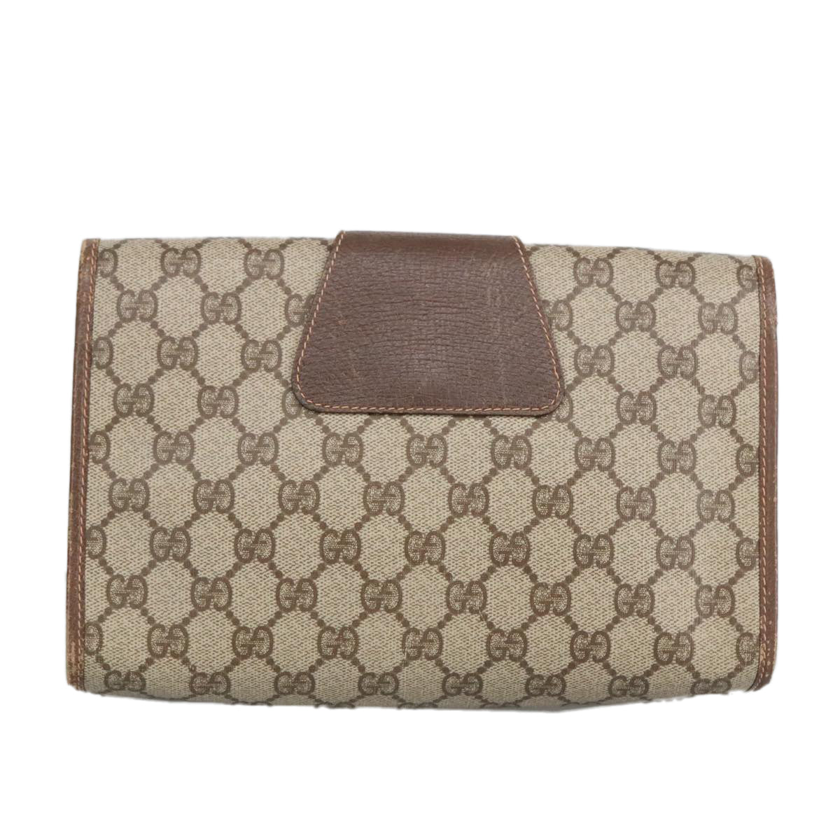 GUCCI GG Supreme Web Sherry Line Clutch Bag PVC Beige Red 156 01 030 Auth 98079 - 0