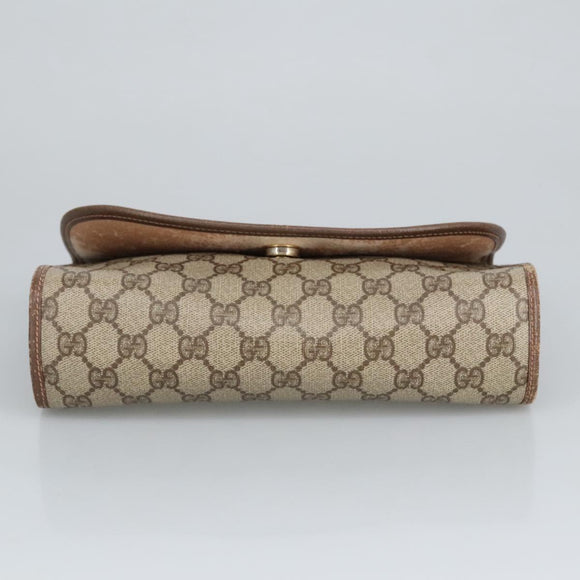 GUCCI GG Supreme Web Sherry Line Clutch Bag PVC Beige Red 156 01 030 Auth 98079