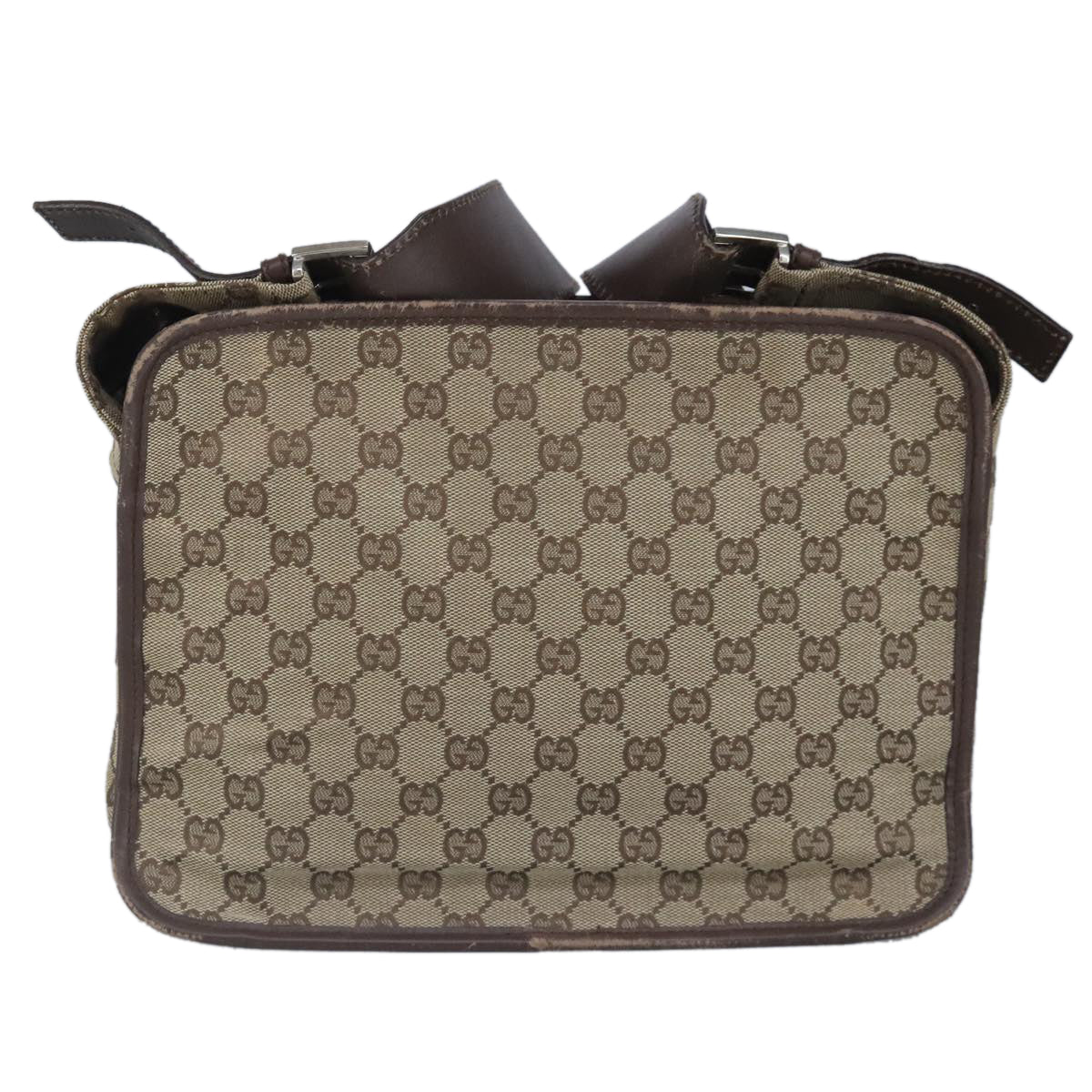 GUCCI GG Canvas Shoulder Bag Beige Silver 92555 Auth 98087 - 0