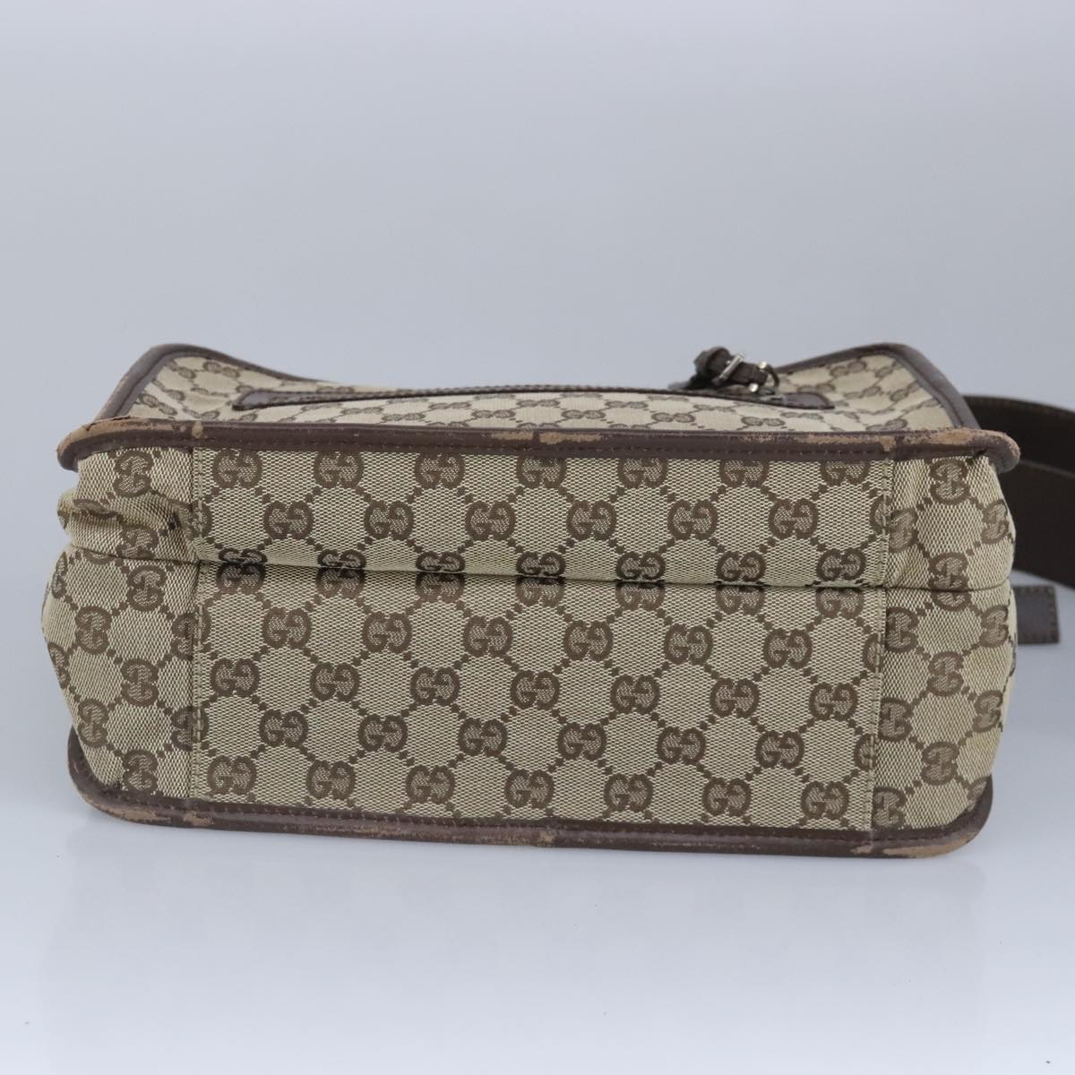 GUCCI GG Canvas Shoulder Bag Beige Silver 92555 Auth 98087