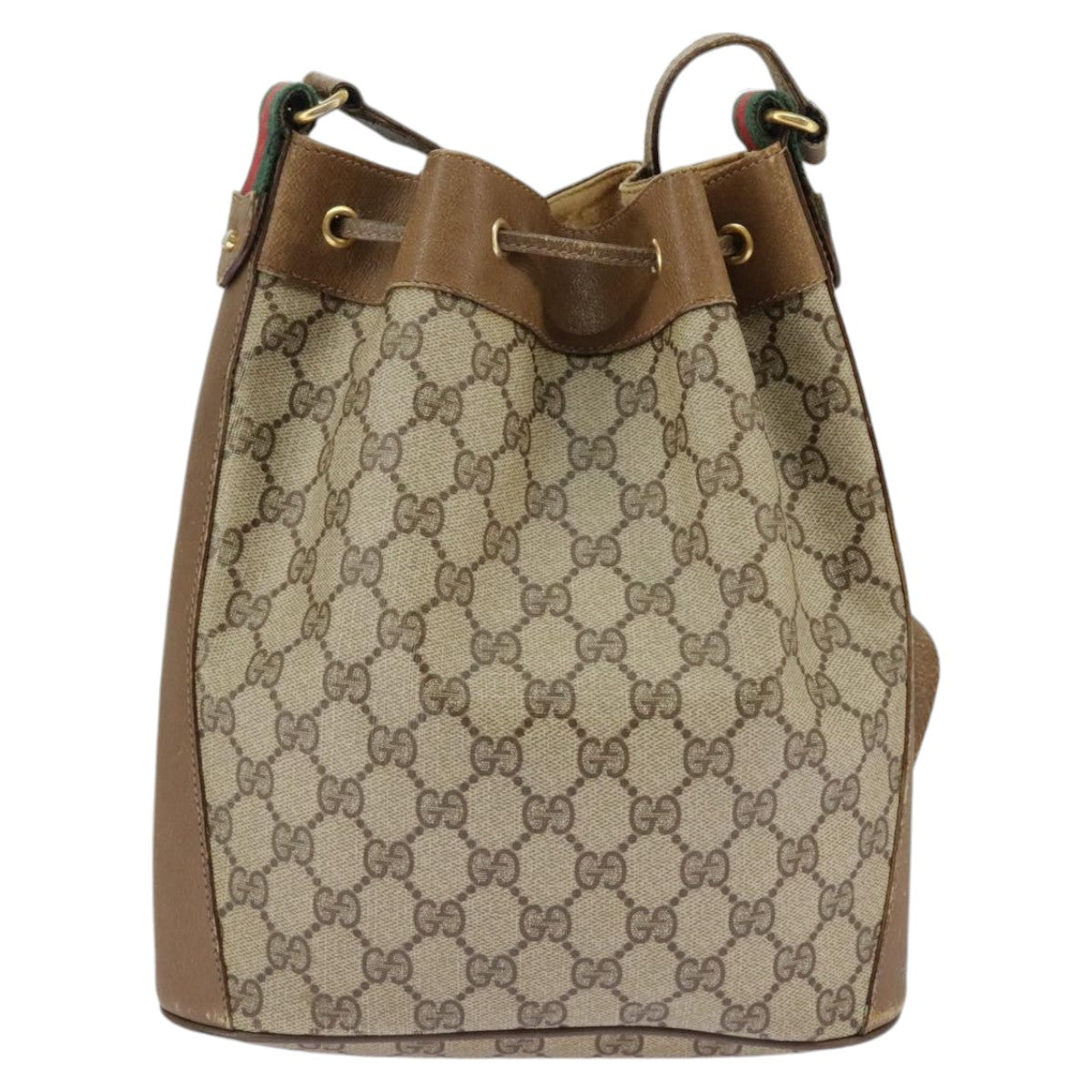 GUCCI GG Supreme Web Sherry Line Shoulder Bag PVC Beige 41 02 034 Auth 98088 - 0