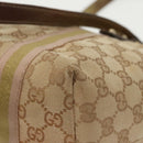 GUCCI GG Canvas Sherry Line Tote Bag Beige Gold pink 137396 Auth 98092-16