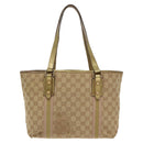GUCCI GG Canvas Sherry Line Tote Bag Beige Gold pink 137396 Auth 98092-2