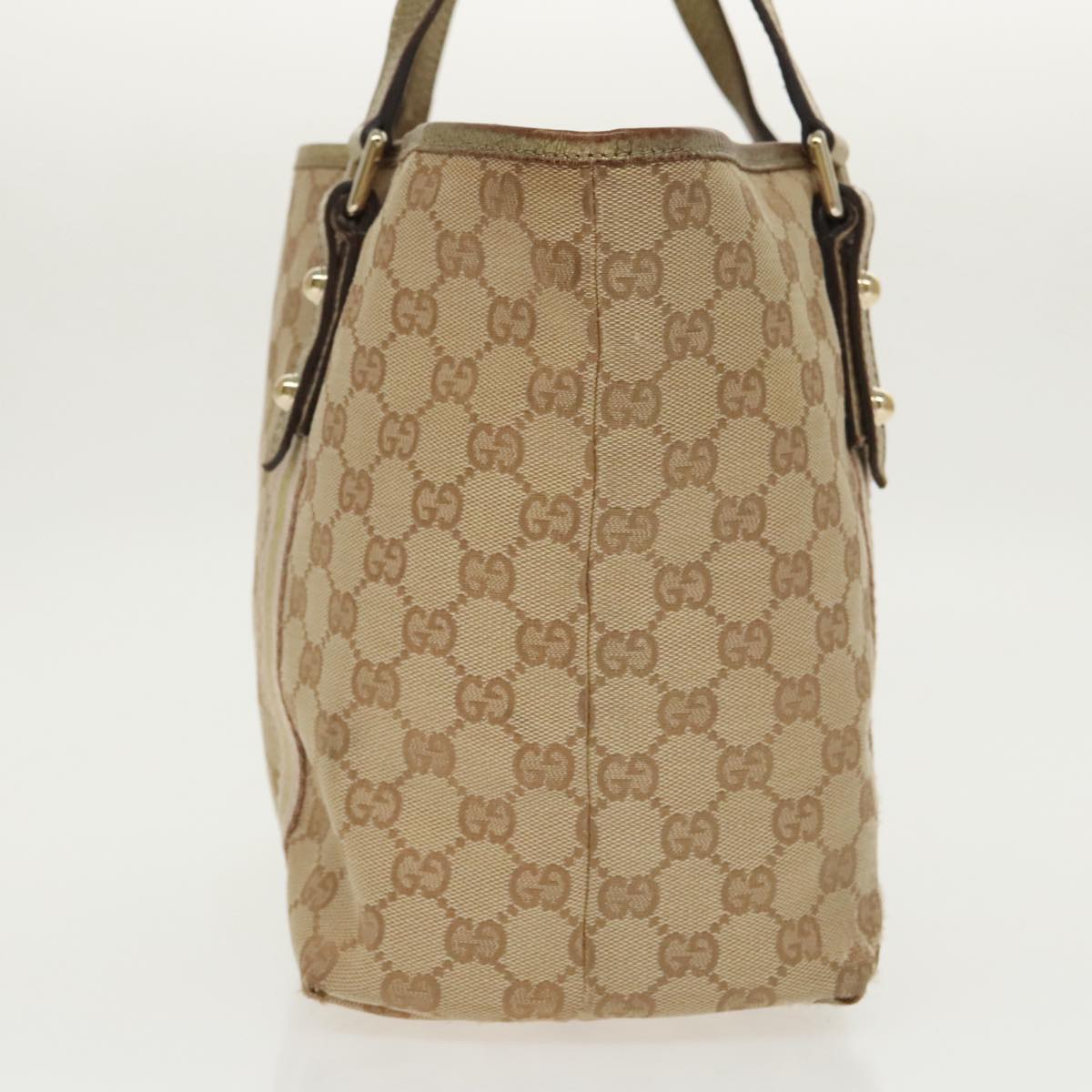 GUCCI GG Canvas Sherry Line Tote Bag Beige Gold pink 137396 Auth 98092