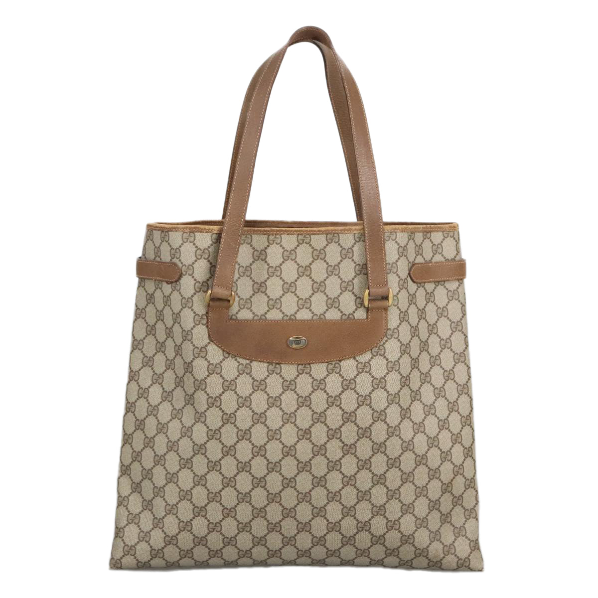 GUCCI GG Supreme Tote Bag PVC Leather Beige Gold 39 02 061 Auth 98093 - 0