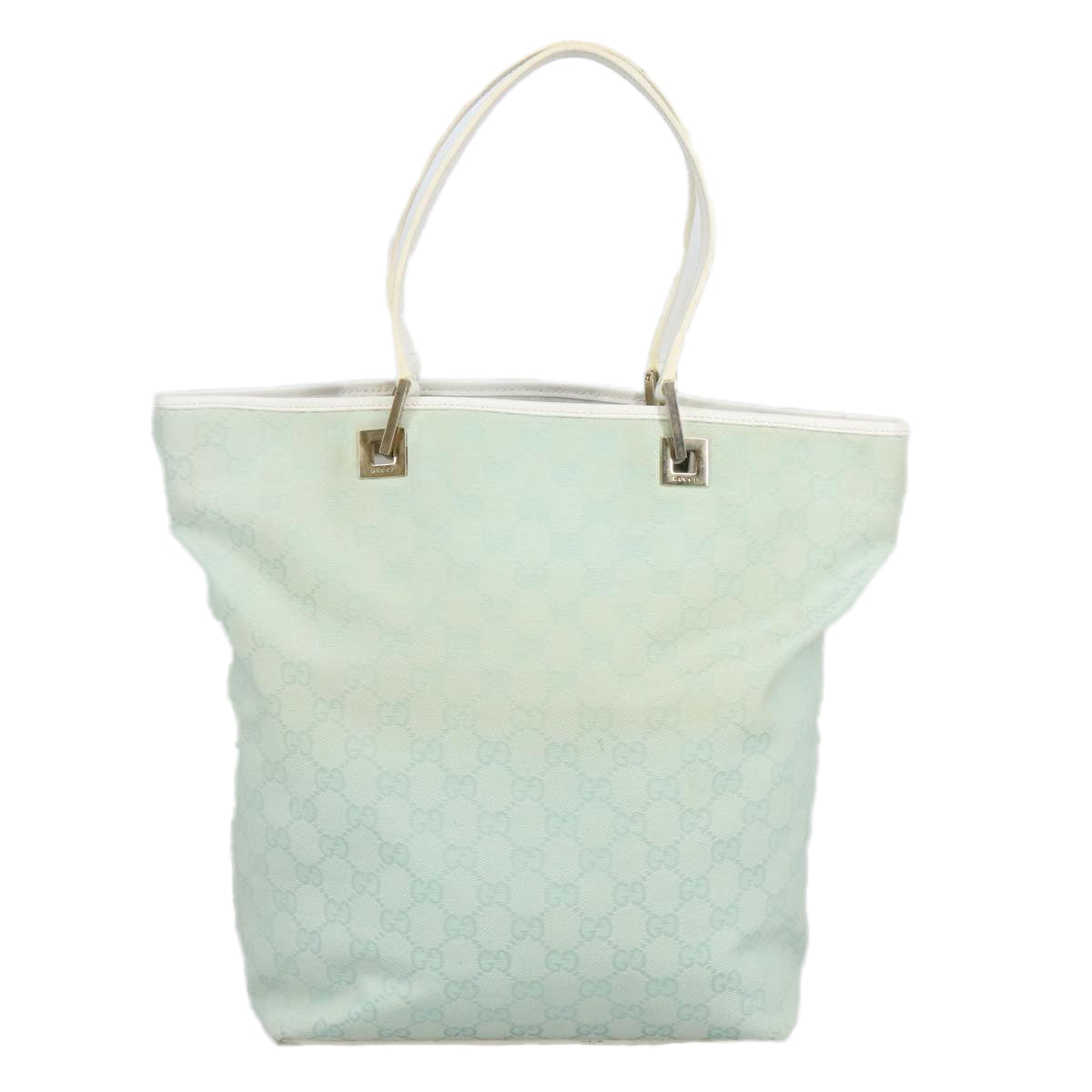 GUCCI GG Canvas Tote Bag Light Blue Gold 002 1098 Auth 98095 - 0