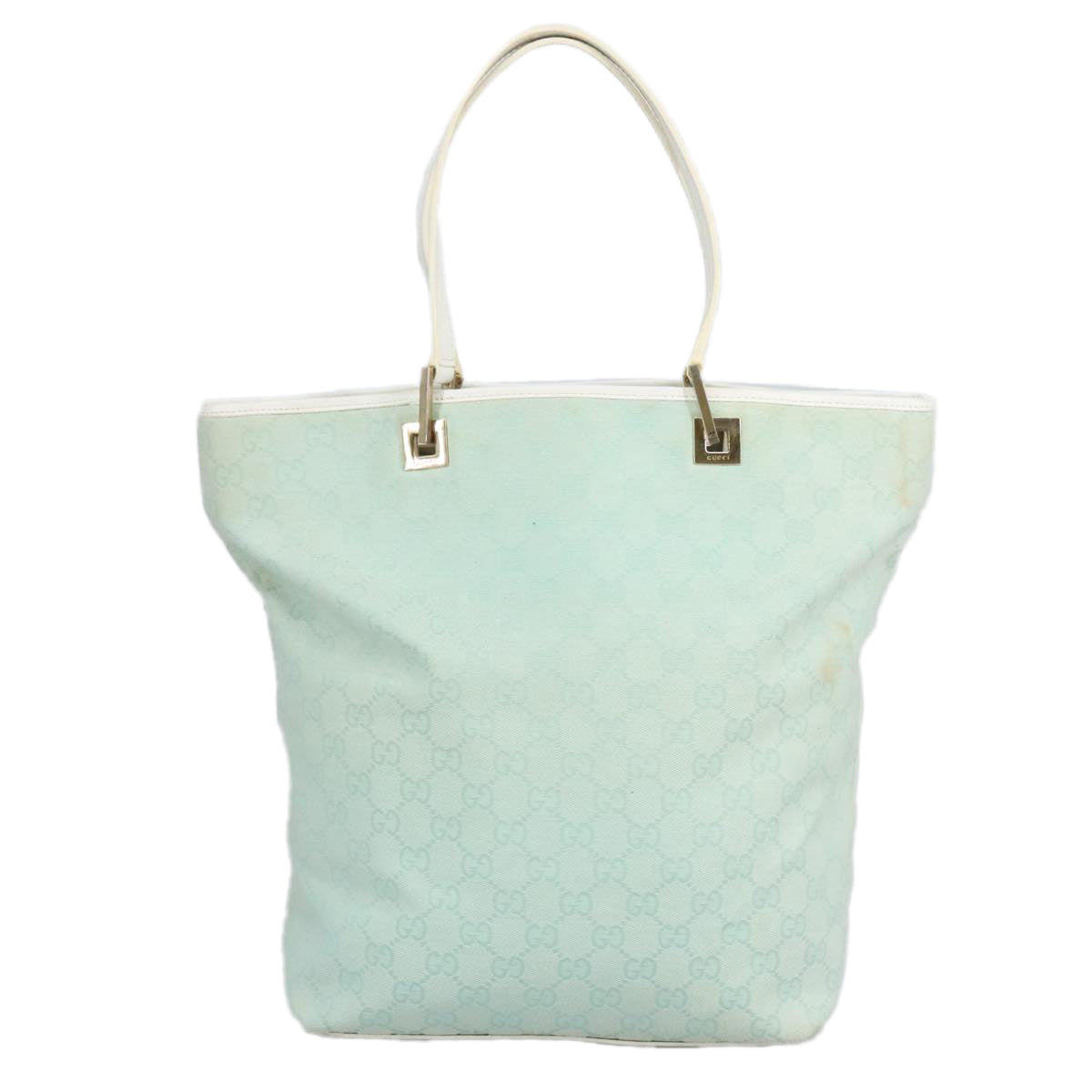 GUCCI GG Canvas Tote Bag Light Blue Gold 002 1098 Auth 98095