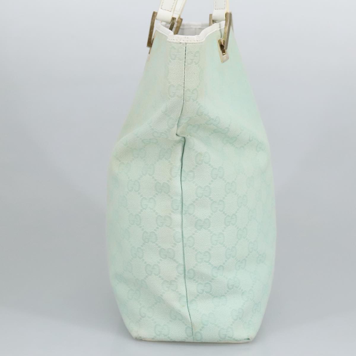 GUCCI GG Canvas Tote Bag Light Blue Gold 002 1098 Auth 98095