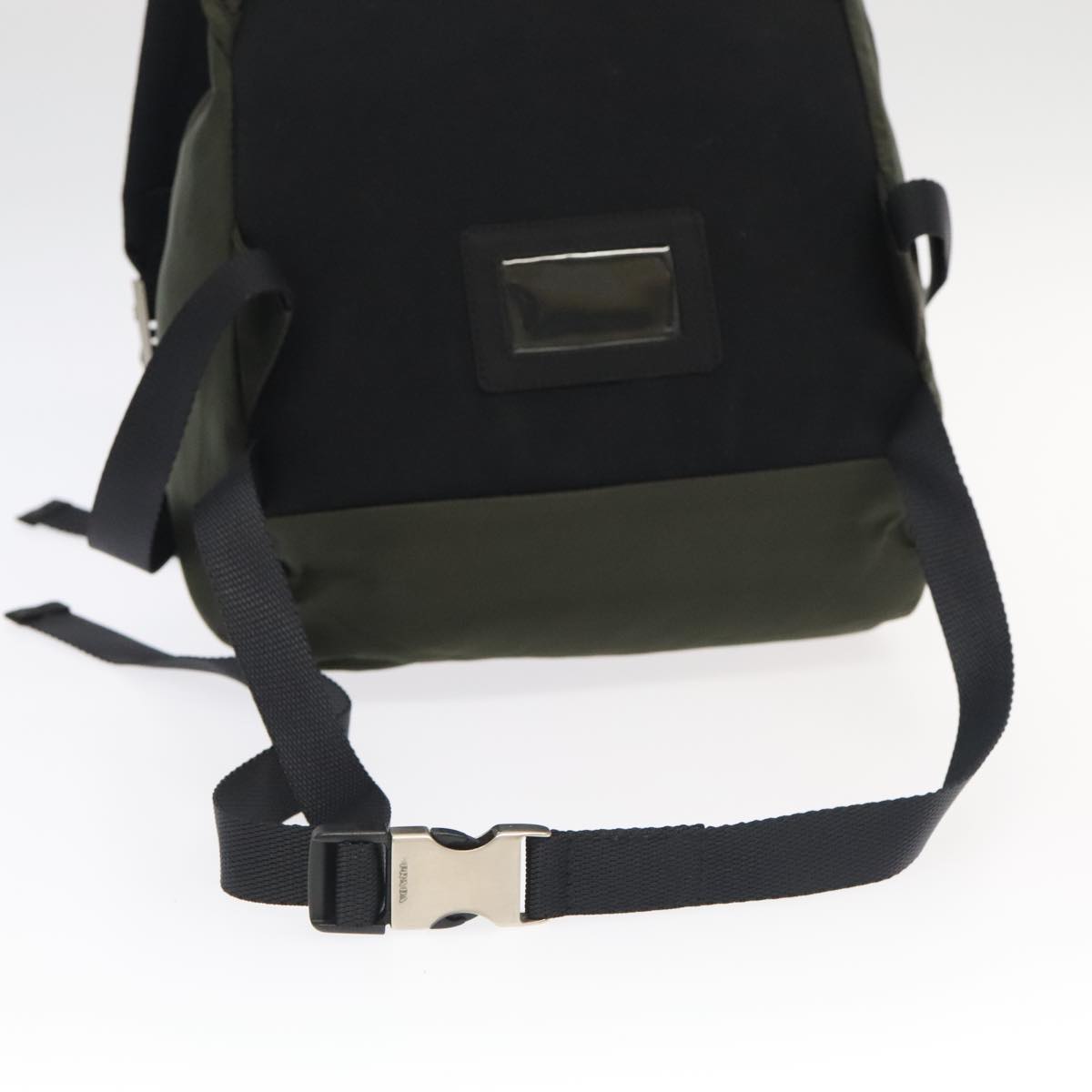 PRADA Backpack Nylon Khaki Silver Auth 98098