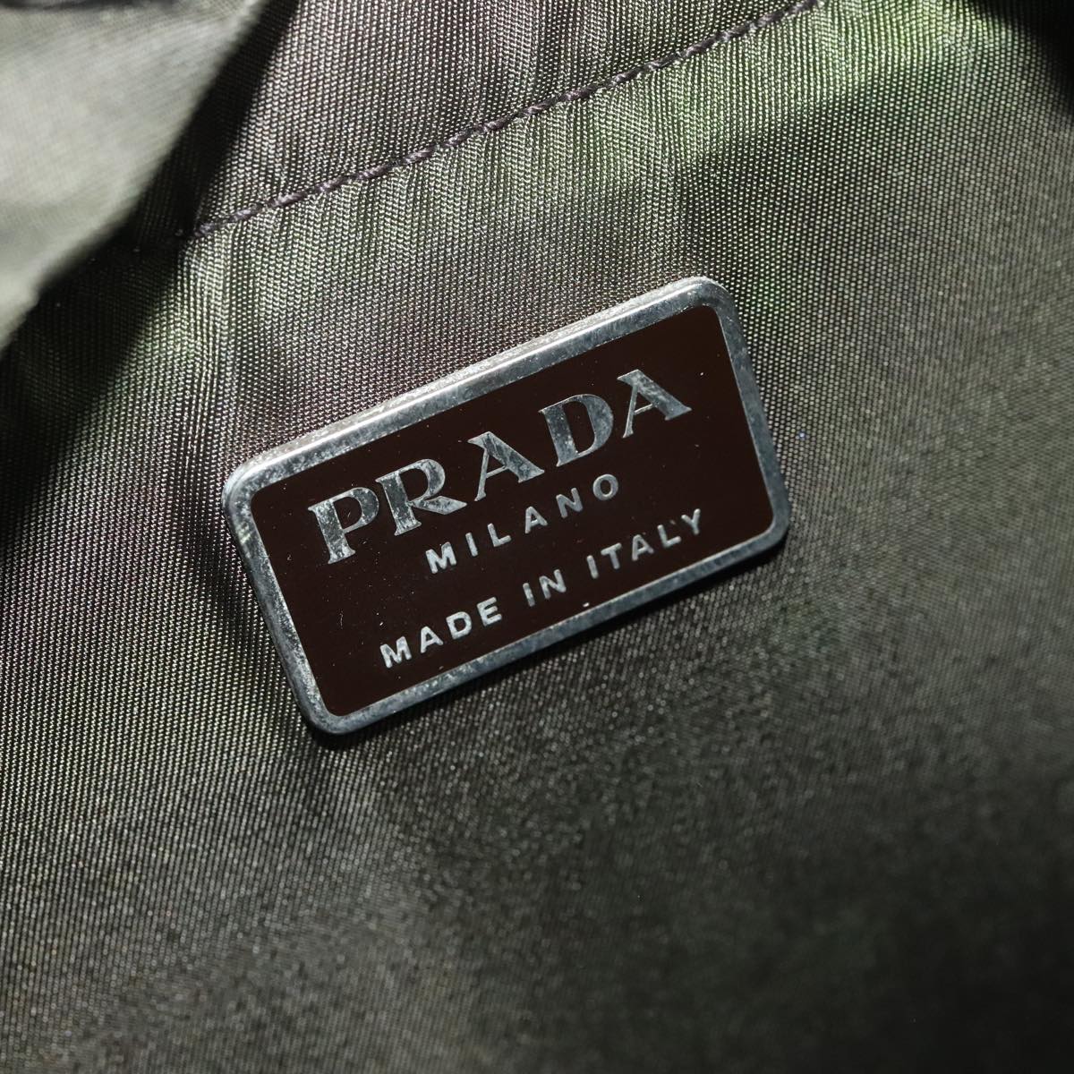 PRADA Backpack Nylon Khaki Silver Auth 98098