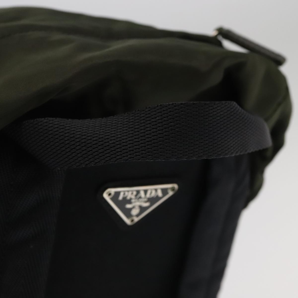 PRADA Backpack Nylon Khaki Silver Auth 98098