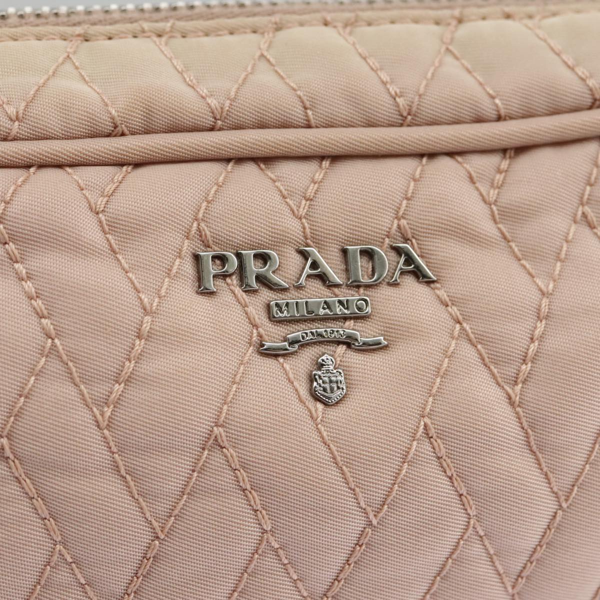 PRADA Chain Hand Bag Nylon 2way Pink Silver Auth 98099