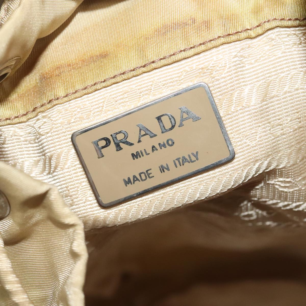 PRADA Backpack Nylon Khaki Silver Auth 98100