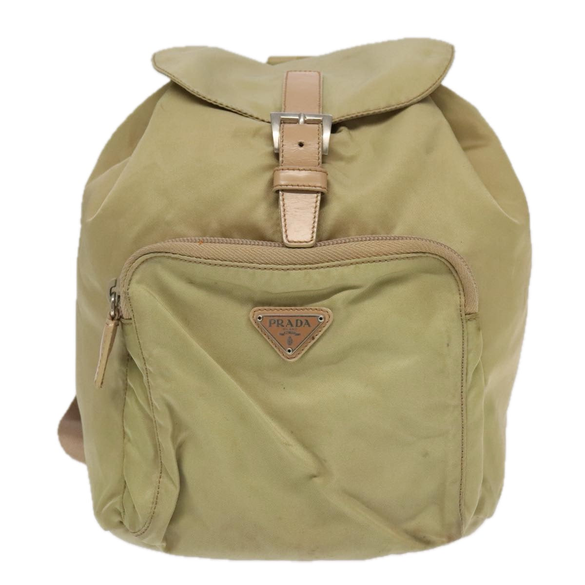 PRADA Backpack Nylon Khaki Silver Auth 98100 - 0