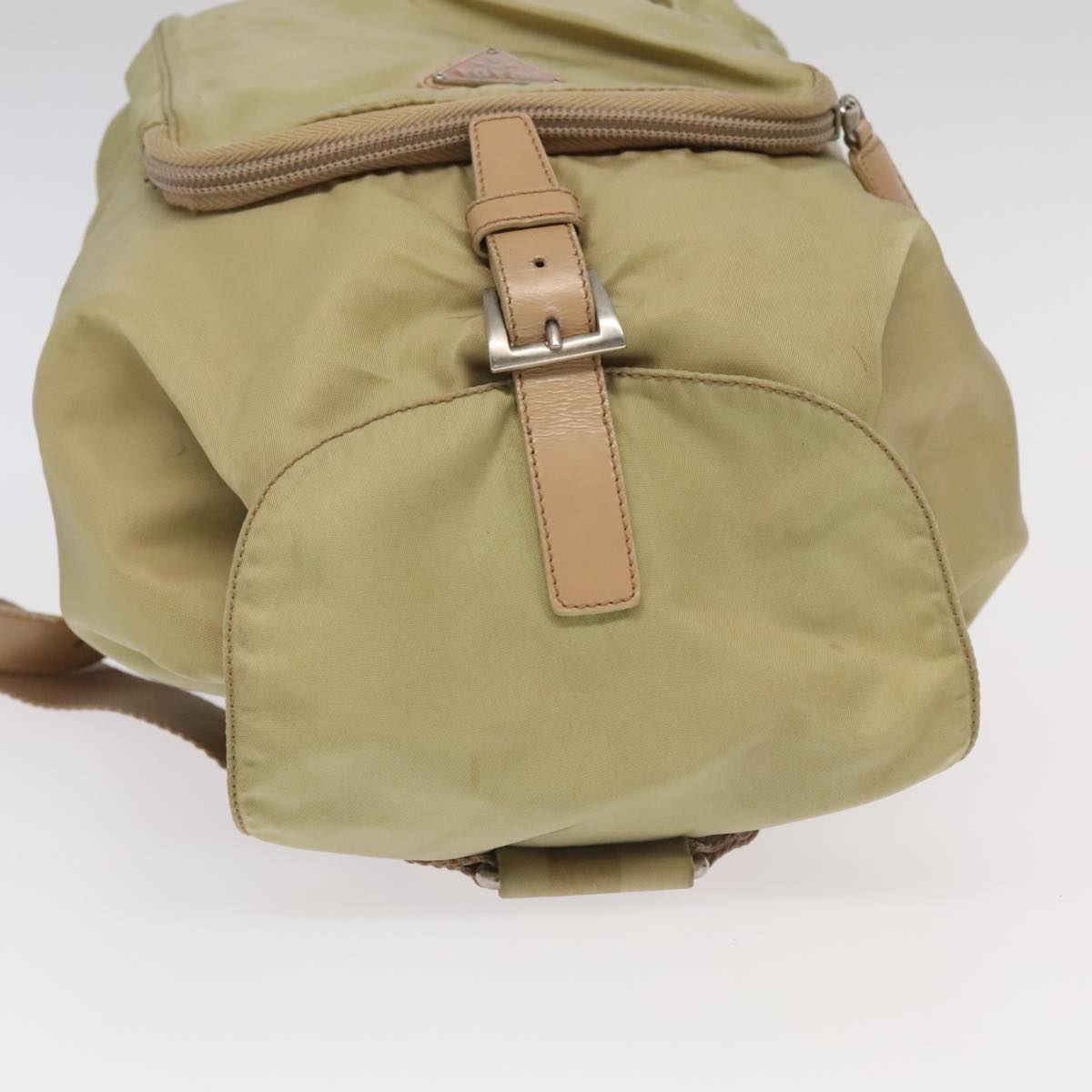 PRADA Backpack Nylon Khaki Silver Auth 98100