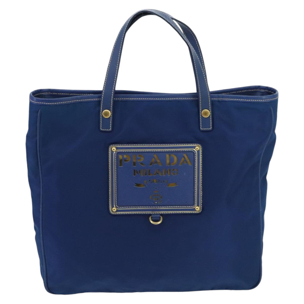 PRADA Hand Bag Nylon 2way Blue Gold Auth 98102 - 0