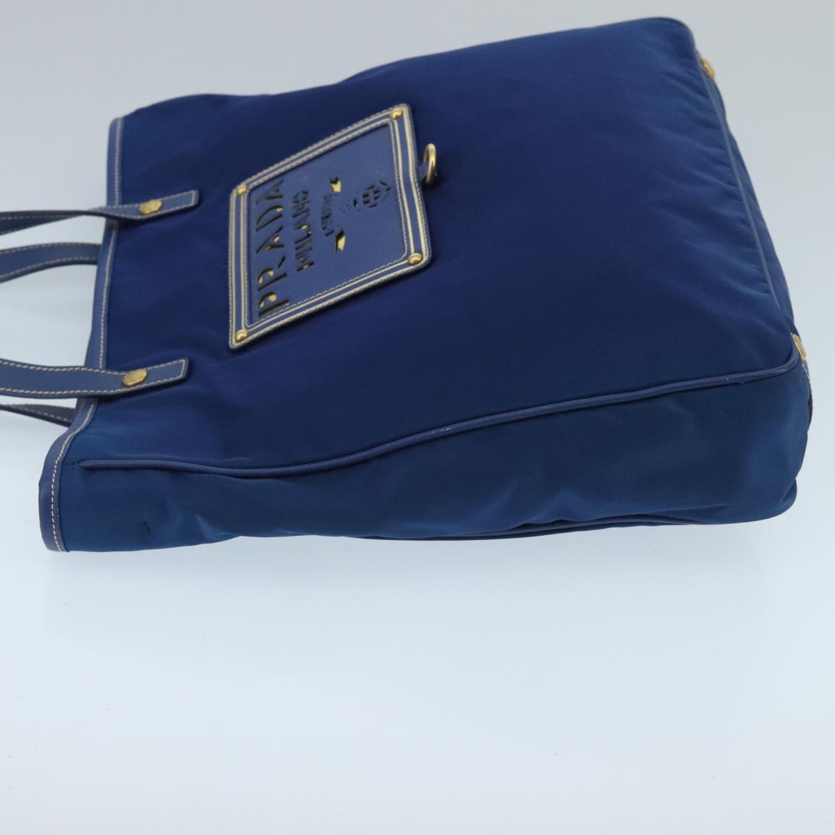 PRADA Hand Bag Nylon 2way Blue Gold Auth 98102