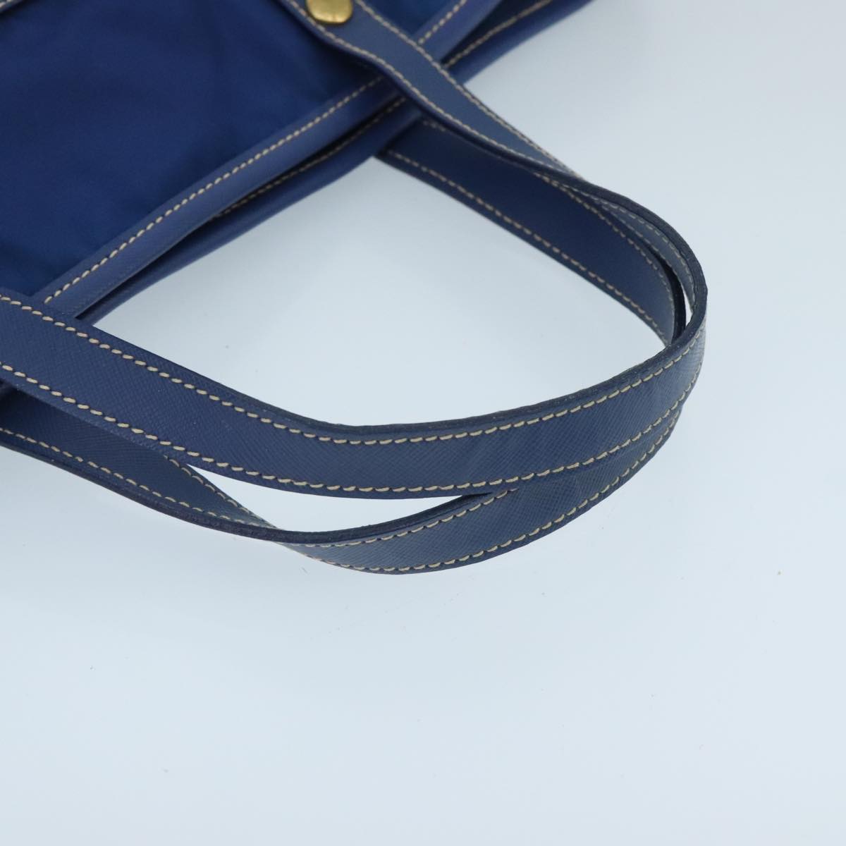 PRADA Hand Bag Nylon 2way Blue Gold Auth 98102