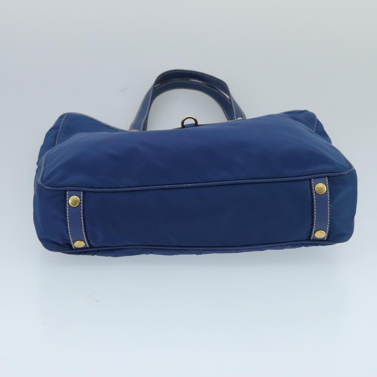 PRADA Hand Bag Nylon 2way Blue Gold Auth 98102