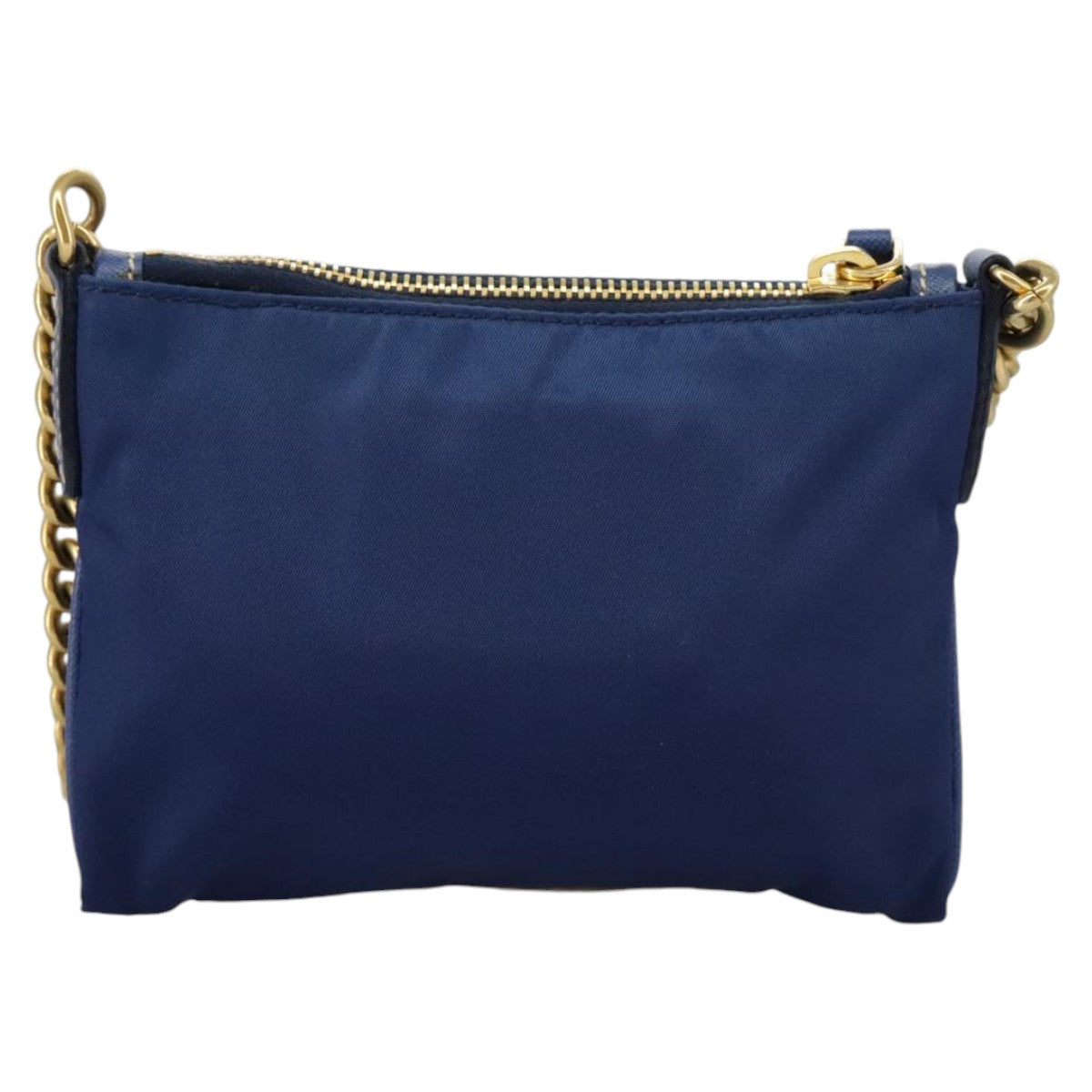 PRADA Chain Accessory Pouch Nylon Blue Gold Auth 98103 - 0