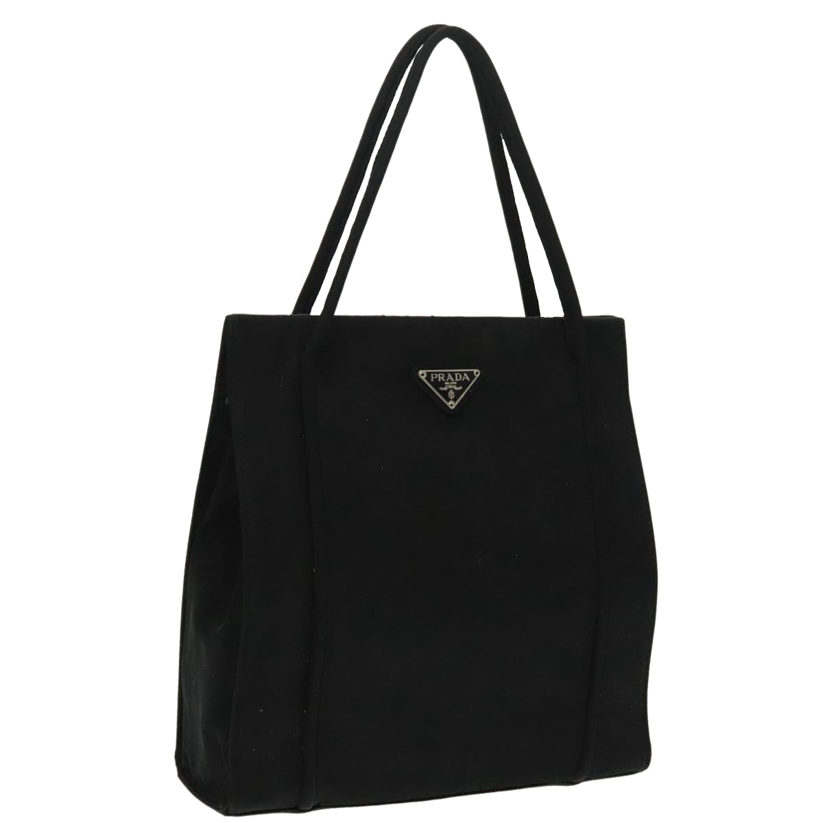 PRADA Hand Bag Nylon Black Silver Auth 98104